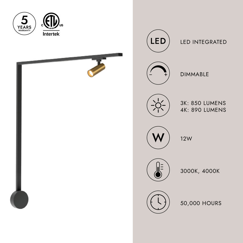 Paolo 2-in Gold dimmable LED Trilo Wall Kit, Matte Black