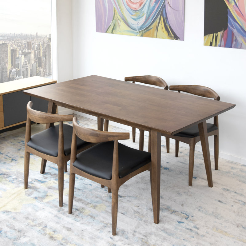 Ensemble repas pour 4 personnes Hreinn, Noyer, Noir