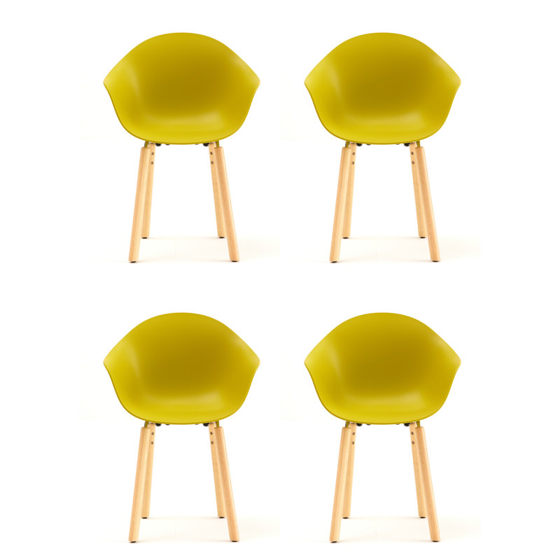 Fauteuil TA (ensemble de 4), Moutarde / chrome