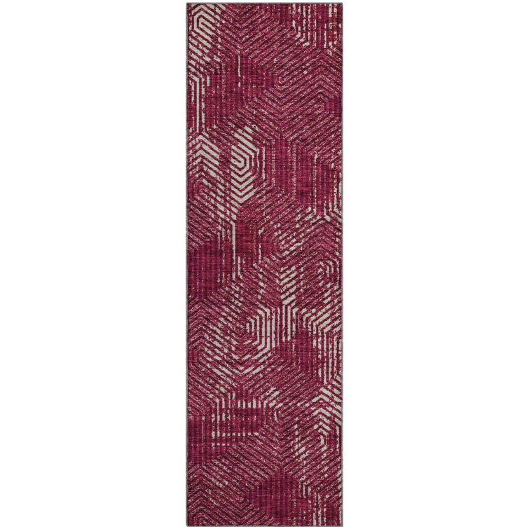 Premium Machine Washable Prisco Burgundy Rug