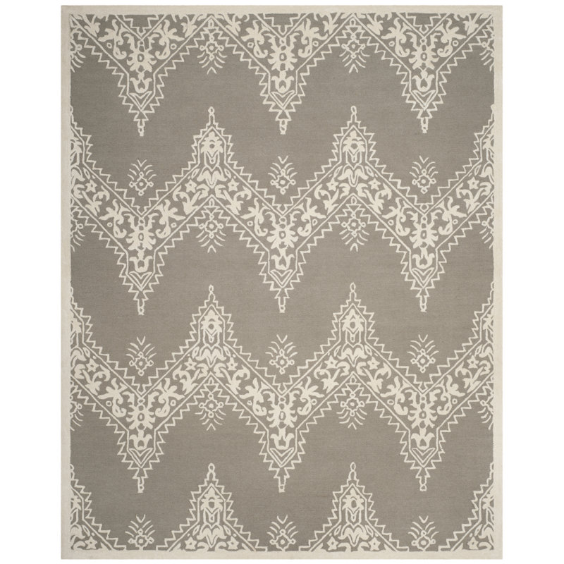 Tapis damassé en laine et viscose Nioka touffeté à la main, Rectangle de 5 pi x 8 pi