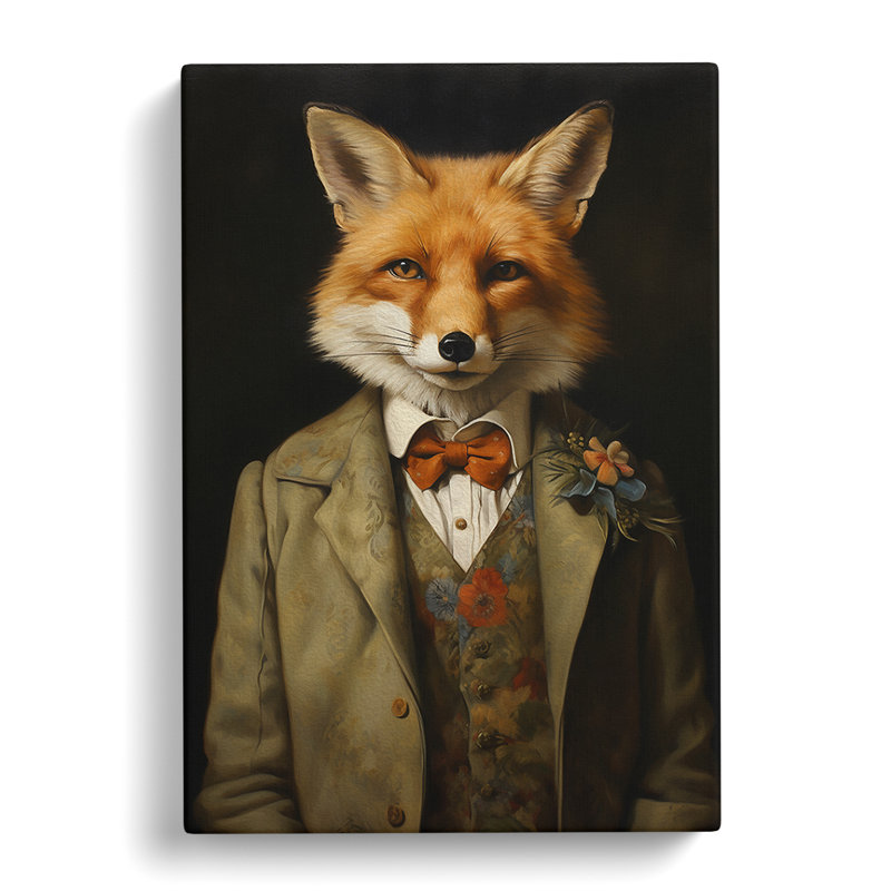 Fox Victorian Art - Wrapped Canvas, 60cm H x 40cm W x 3cm D
