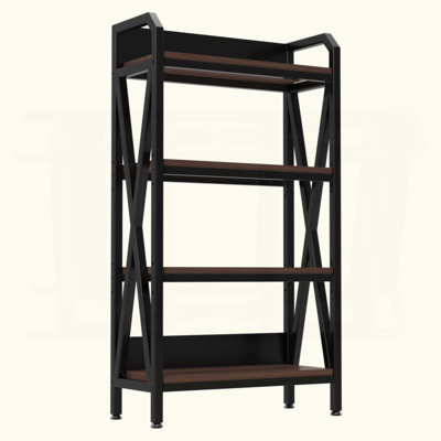 Bakers Rack 4-Level Storage Shelves Metal And Wooden Kitchen Shelves, Kitchen Organizers And Storage, For Garage, Pantry, Bathroom, Closet ,33.50