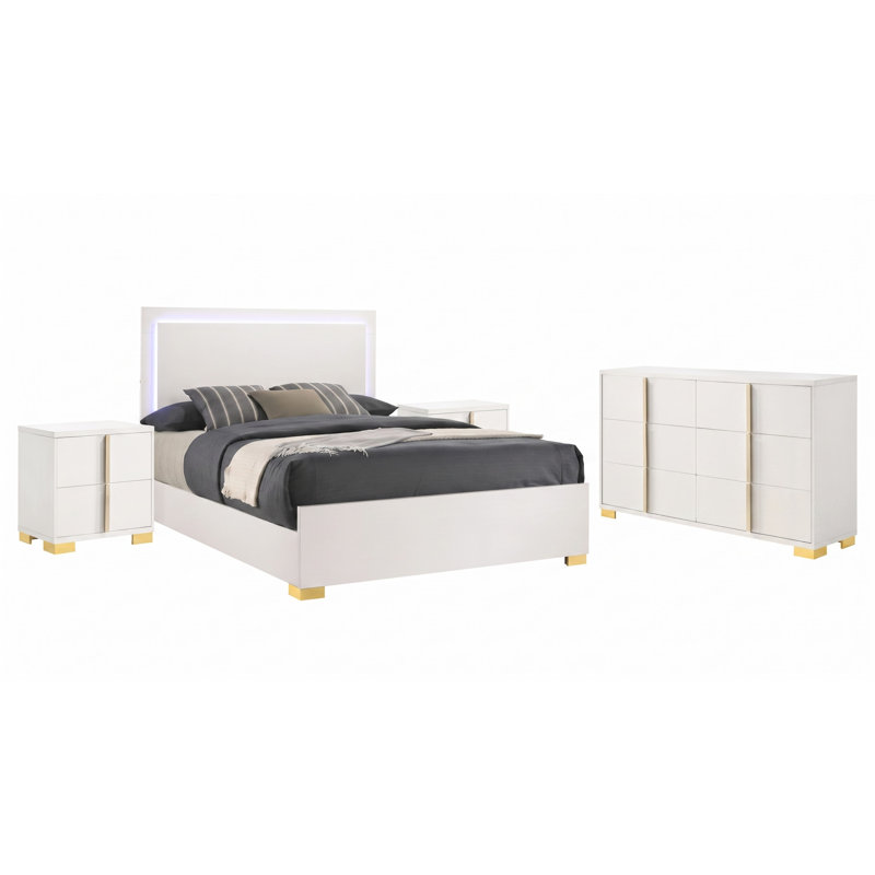 Maxwell Black Queen 4-piece Bedroom Set, Black, 4 Pcs: Bed, Chest, 2 Nightstands, Queen