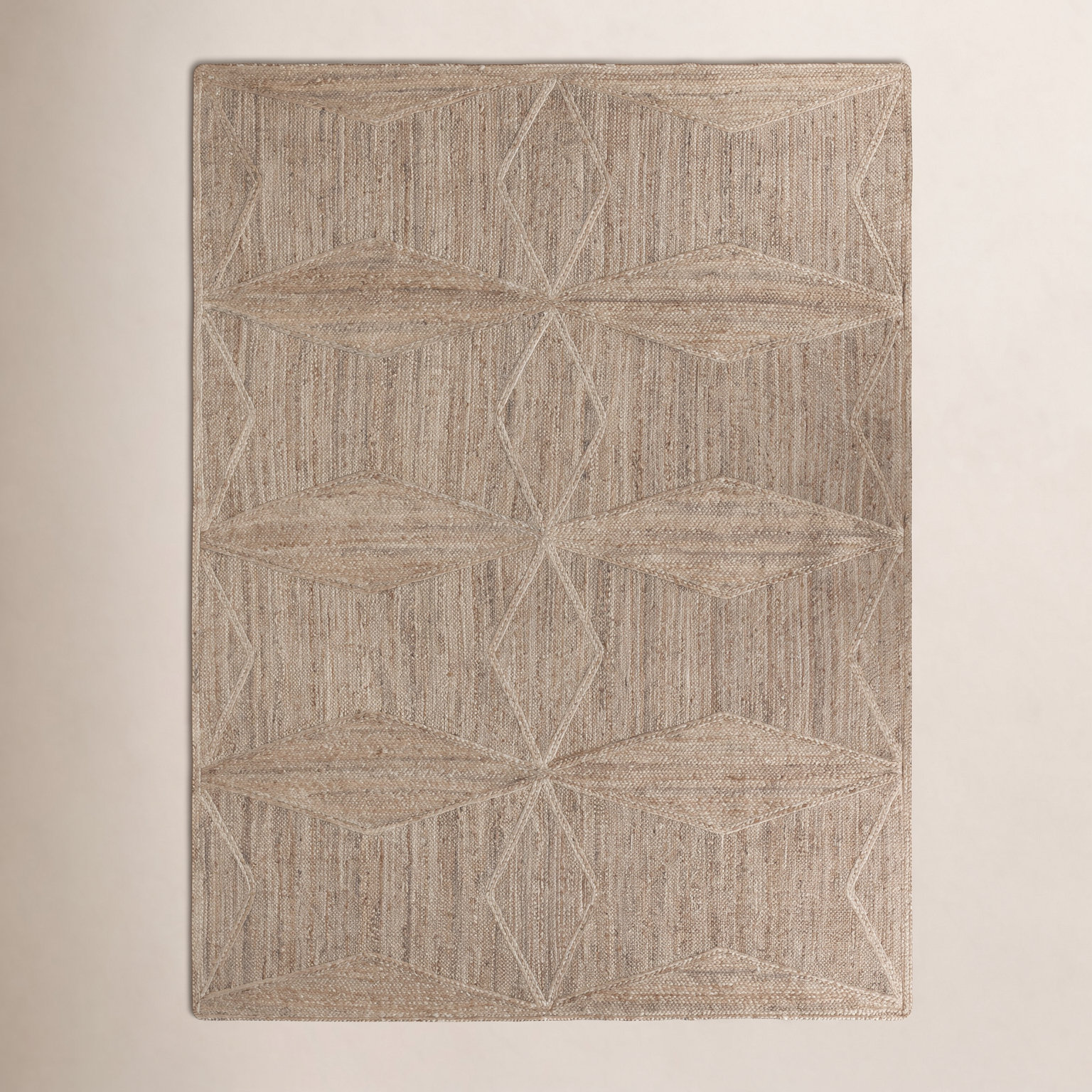 Knox Beige Hand-Woven Geometric Jute Rug, Rectangle 6' x 9'