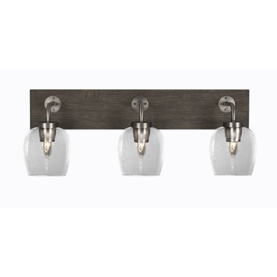 Oxbridge 3 Light Bath Bar - look Metal Finish With 6" Bubble Glass