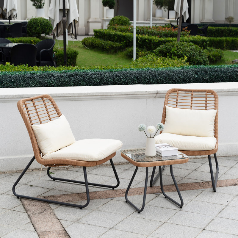Ensemble de conversation d'extérieur pour 2 personnes avec coussins Arkyn, Beige