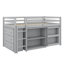 Lit mezzanine simple bas avec bureau coulissant, armoires de rangement, tiroirs et tablettes, lit mezzanine peu encombrant pour enfants, adolescents-276633331