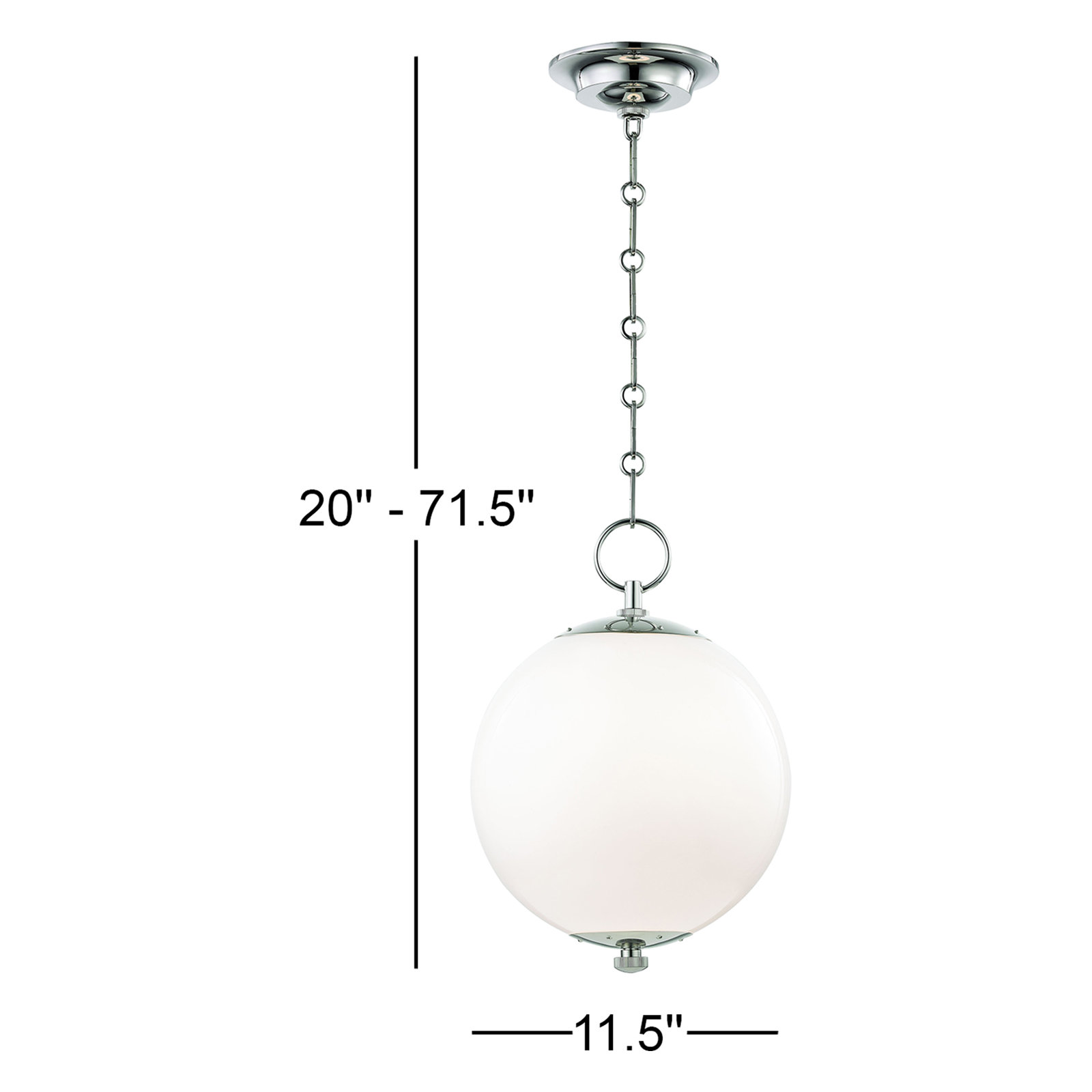 Mark D. Sikes Sphere Single Pendant, 15.25" H x 11.5" W x 11.5" D, Polished Nickel