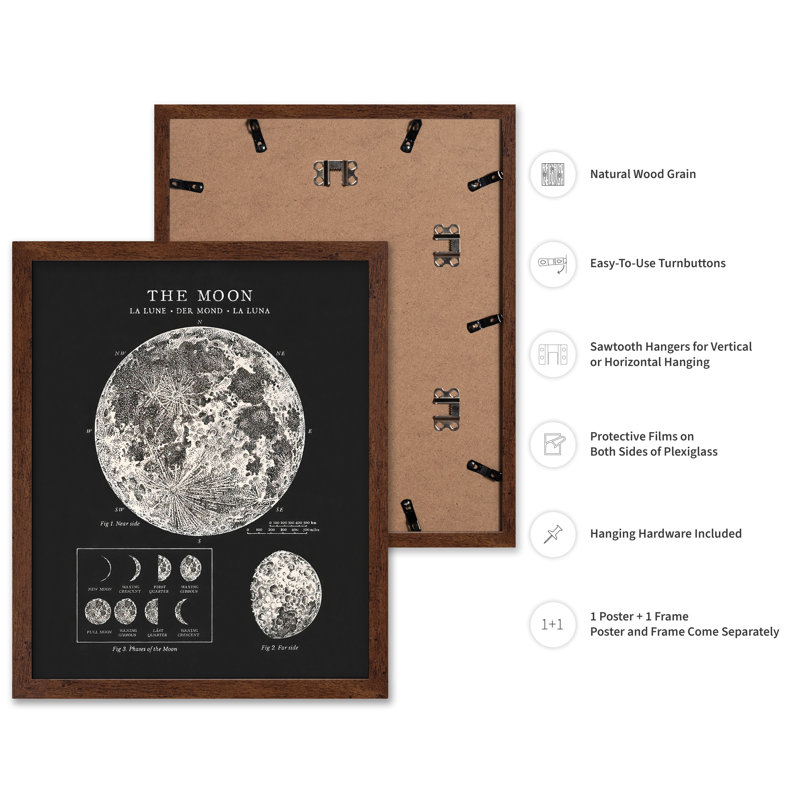 The Moon No3, Affiche, H 08 po x l 10 po, Encadrement brun