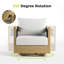 Fauteuil de patio pivotant en corde de bois naturel avec coussins beiges Overture
