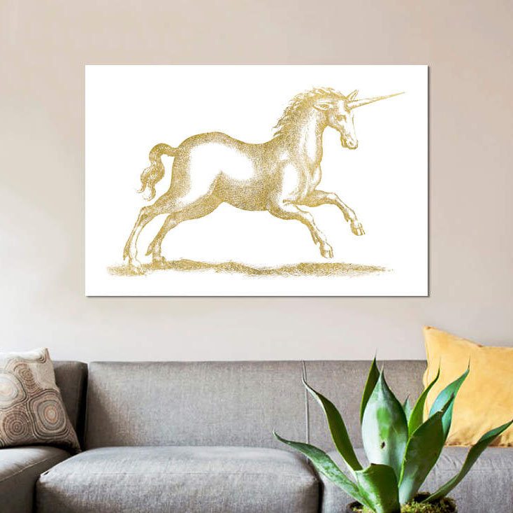« licorne imaginaire », impression sur toile, H 8 po x l 12 po x P 0,75 po, Toile tendue, Pas de tapis