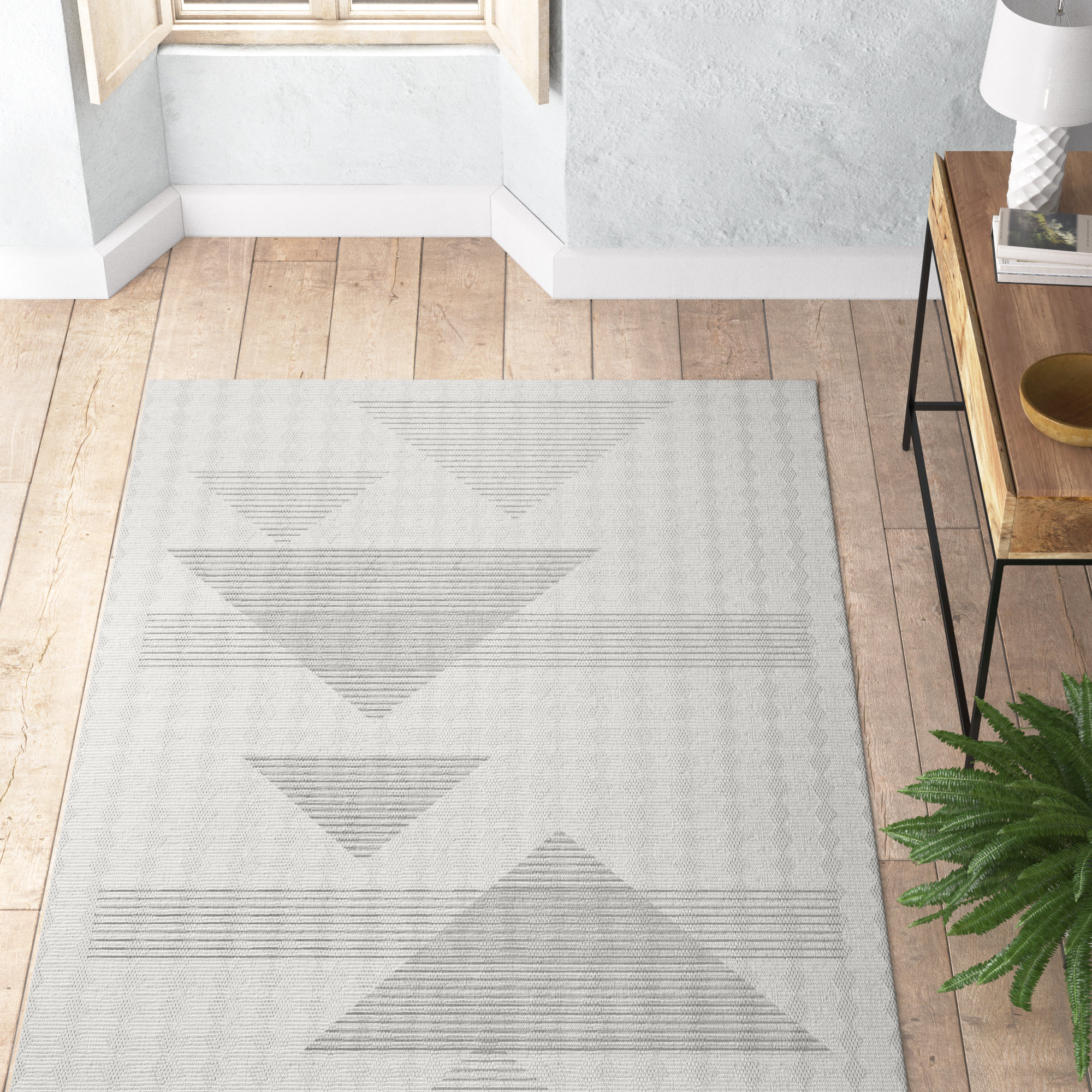 Union Rustic Kerrie SpinClean Modern Triangles Machine Washable Area ...