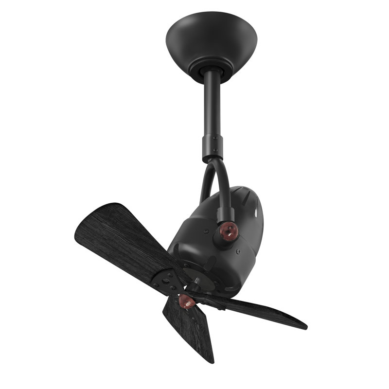 Ventilateur de plafond standard à 3 pales de 16 po avec télécommande, Noir mat, Noir mat