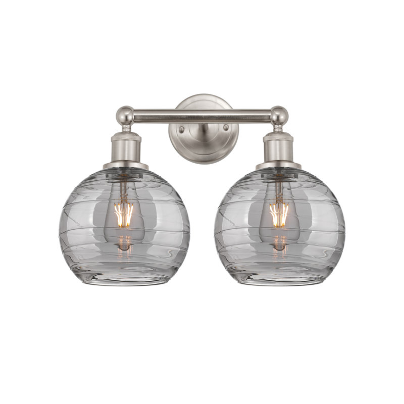 Éclairage pour meuble-lavabo à 2 lumières à intensité variable Essex, Nickel satiné, Gris fumée clair