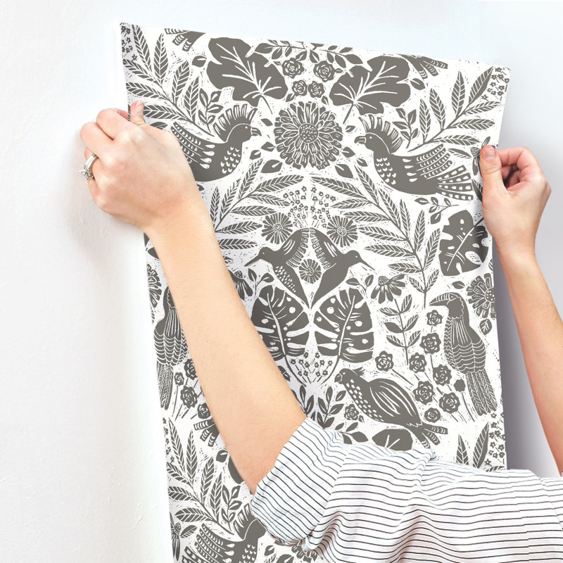 Nestle Floral Wallpaper Roll, Charcoal Gray