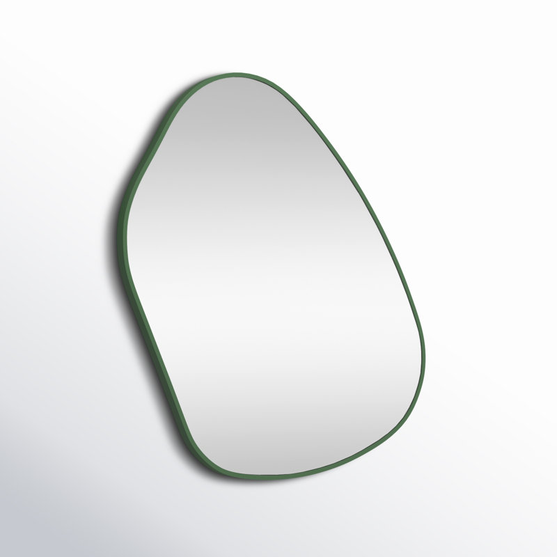 Solid Wood Asymmetrical Wall Mirror, Green