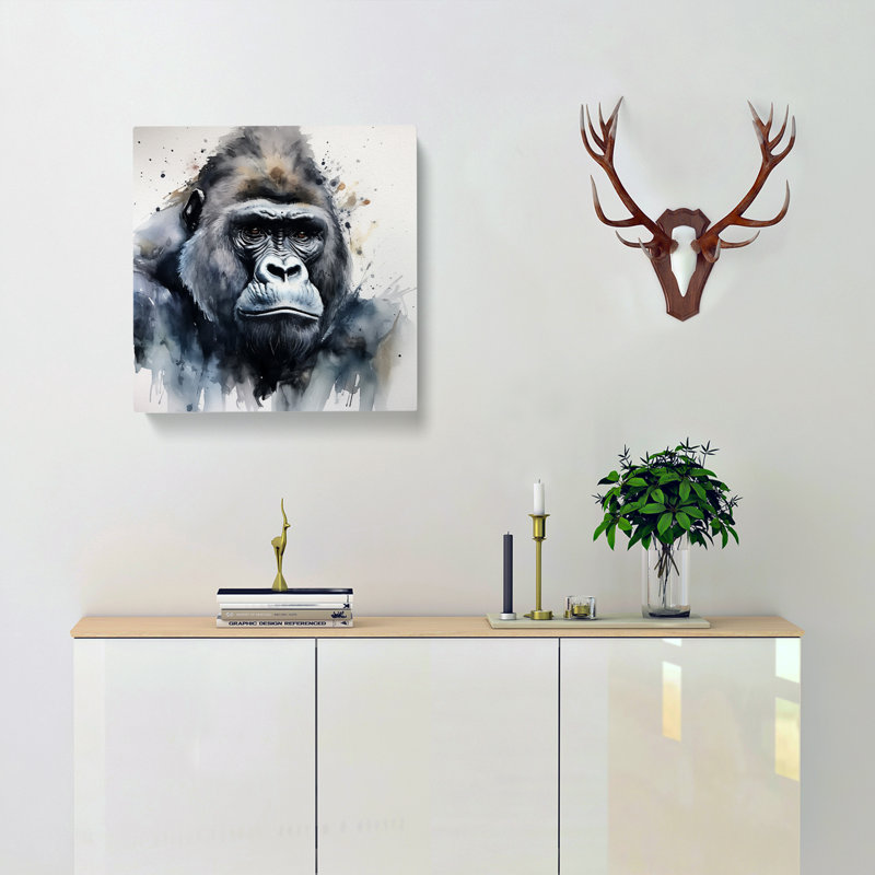 Gorilla Watercolour - Wrapped Canvas Square Print, 50cmH x 50cmW