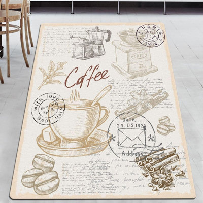 Etgdecor Core Coffee Kitchen Rug – Non-slip, Washable, Stain-resistant, 47.2" × 70.9" (120 × 180 Cm)