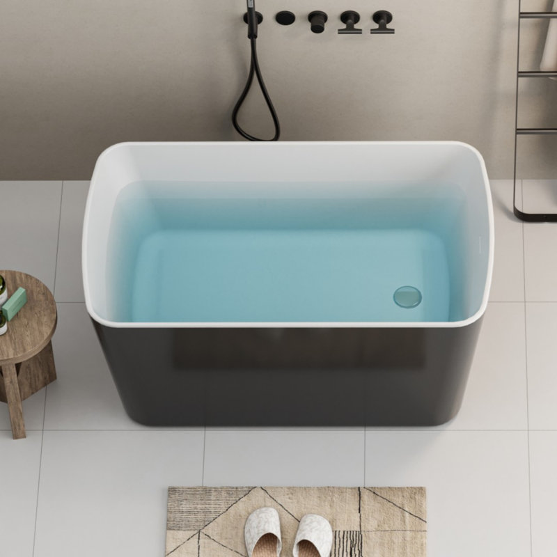49'' Acrylic Freestanding Soaking Bathtub, Black