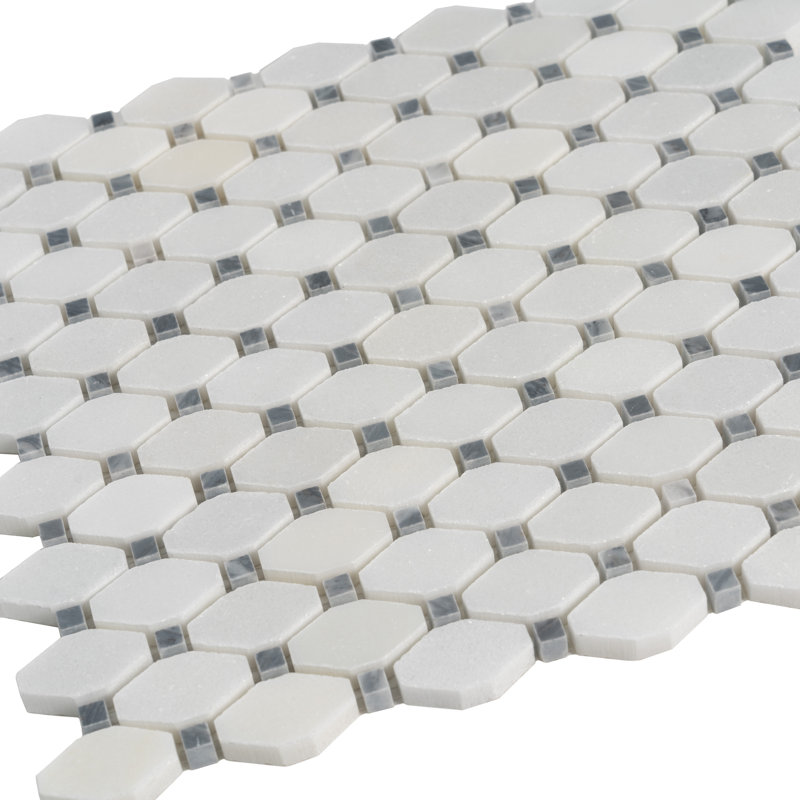 11.2" x 11.6" Natural Stone Octagon and dot Mosaic Wall & Floor Tile