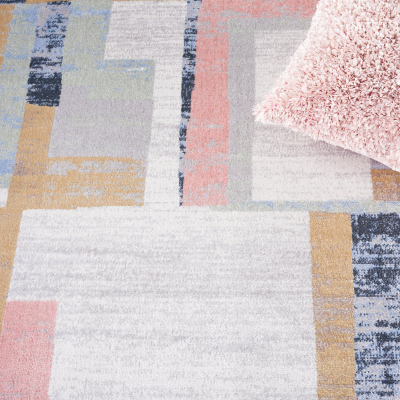 Tapis abstrait lavable à la machine Berthella, Tapis de couloir 2 pi 2 po x 8 pi