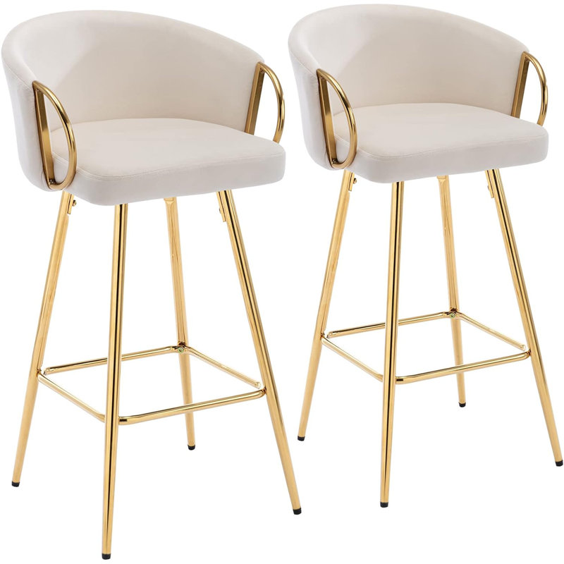  Tabouret de comptoir rembourré avec structure en métal , Tabouret de comptoir (siège d'une hauteur de 26 p, Gris