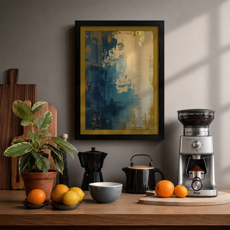 Teal Depths Abstract - Print, Black, A4 - 29.7 x 21.0 cm
