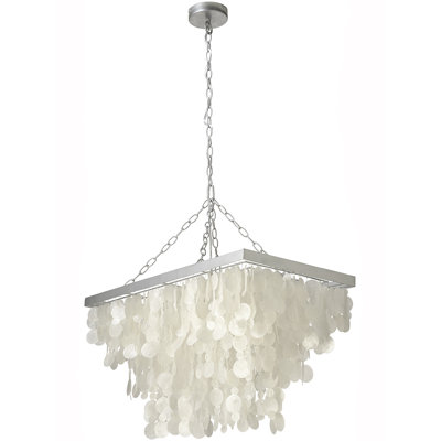  Lustre géométrique unique à 3 lumières avec accents de coquillage
