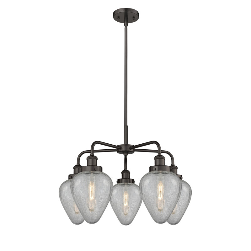 Ameet 5 - Light Glass Dimmable Chandelier, Oil Rubbed Bronze