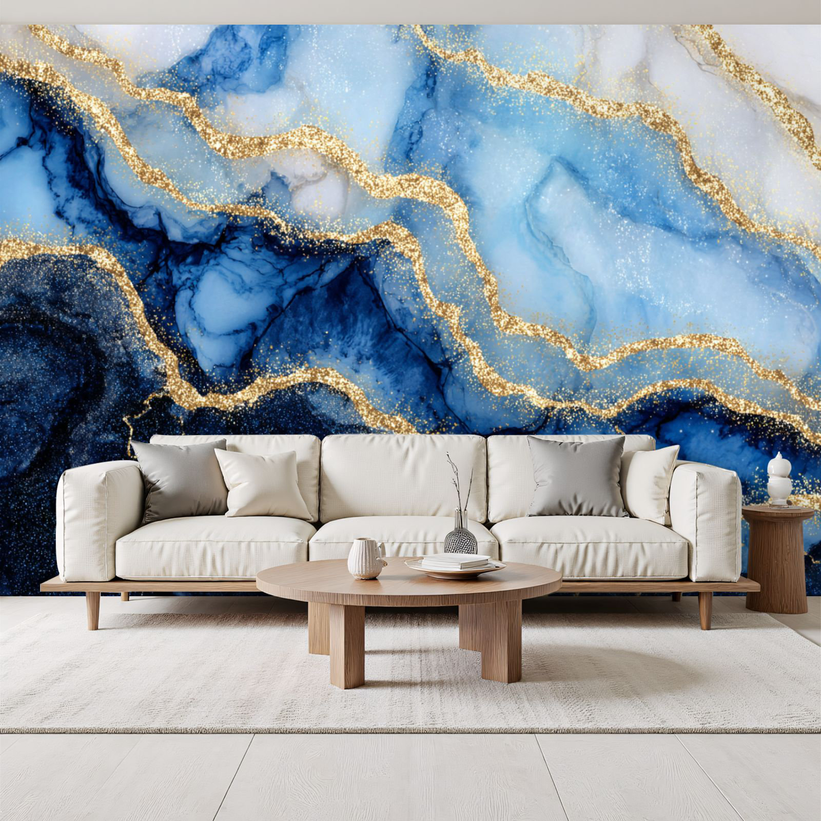 Red Barrel Studio 3D Peel and Stick Wallpaper abstract white blue ...