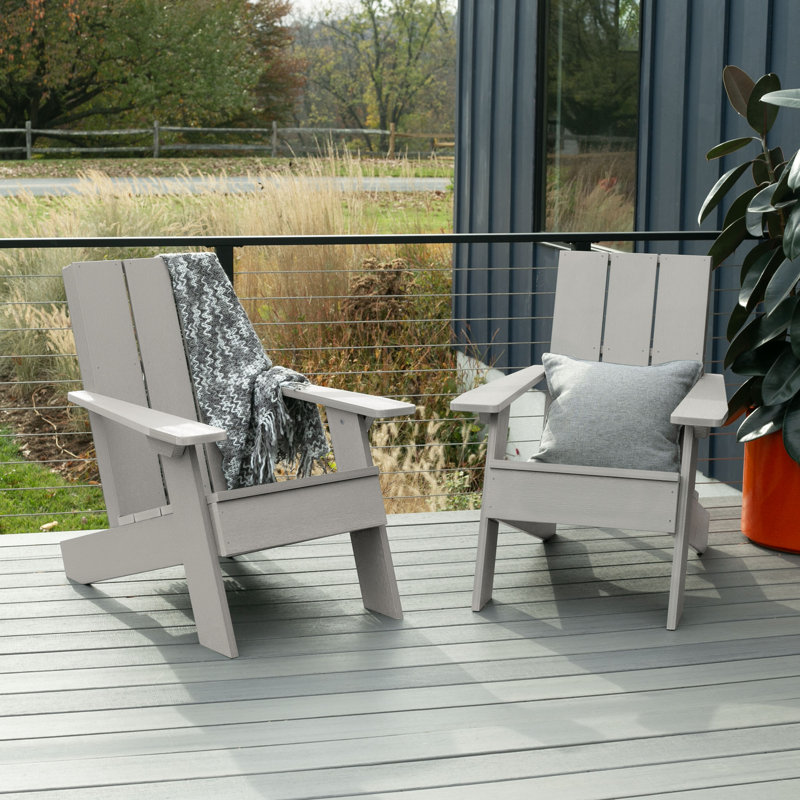 Calafell Outdoor Adirondack Set, Harbor Gray