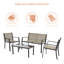Ensemble de bistro 4 pièces avec chaises longues et balcon en polyester avec revêtement en PVC et table basse en verre-584289493