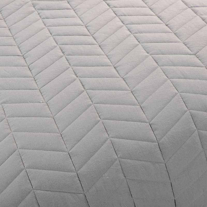 Ensemble de courtepointe en microfibre 4 pièces Nina, gris, Courtepointe double / grand et 2 taies décorative