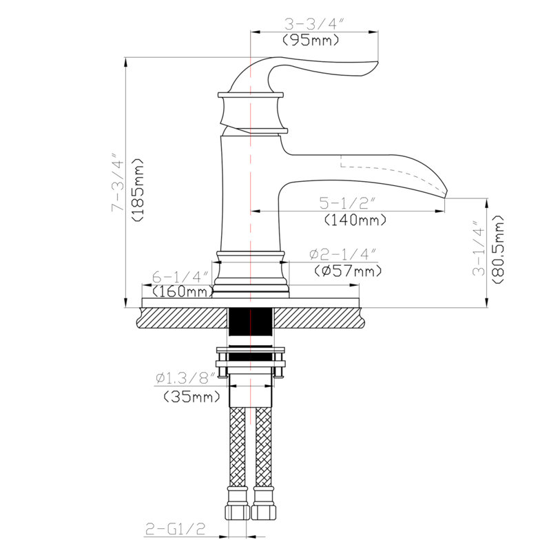 Waterfall Spout Bathroom Faucet,Single Handle Single Hole With Pop Up Drain