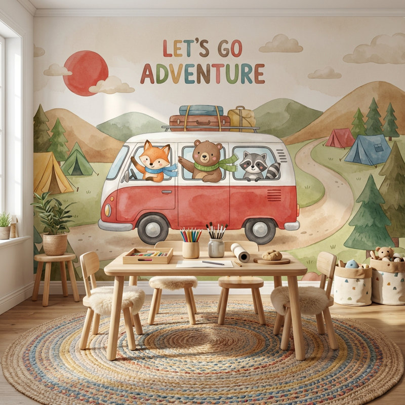 Murale Camper Van, Non tissé, 120 po x 96 po