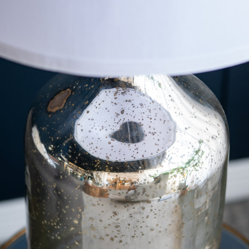 Lampe de table ronde avec abat-jour en tissu blanc