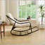 Chaise berçante d'extérieur confortable avec coussin épais ultra-doux, parfaite pour le salon, la chambre à coucher et le coin lecture, structure noire avec coussin blanc