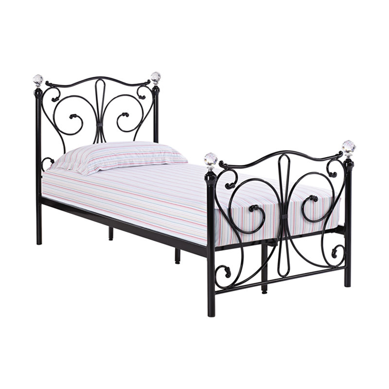 Larissa Metal Bed, Single (3'), Black