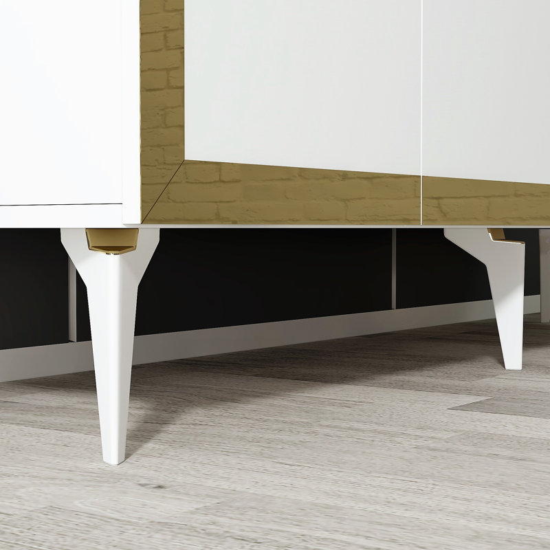 Helvey 150cm Console Table, White/Golden
