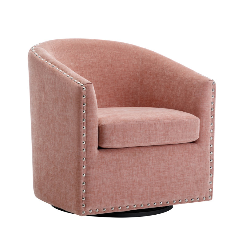 Fauteuil d'appoint pivotant en tissu Wanti, Mélange de polyester rose