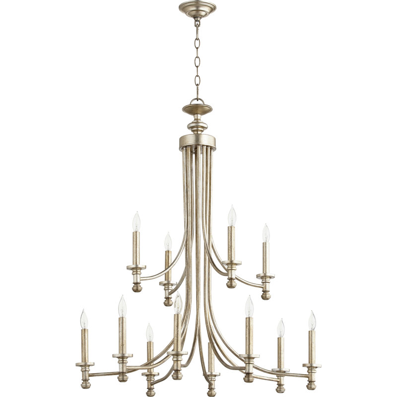 Herman 12 - Light Tiered Chandelier, Aged Silver Leaf