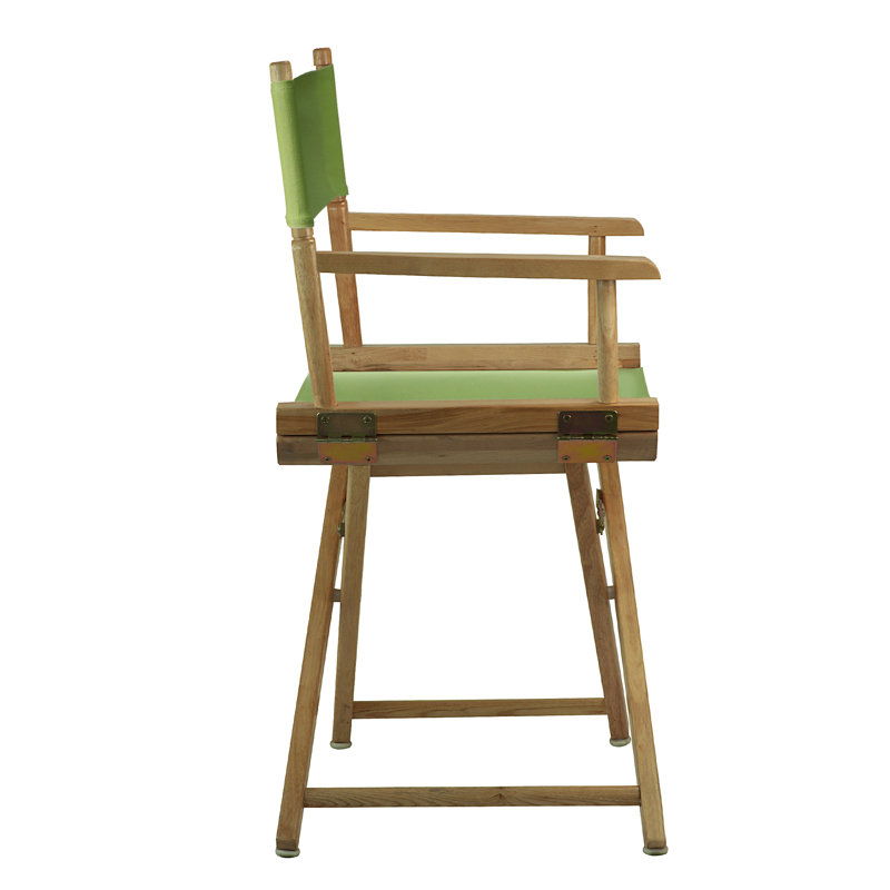 18" Folding Director Chair, Natural, Lime Green