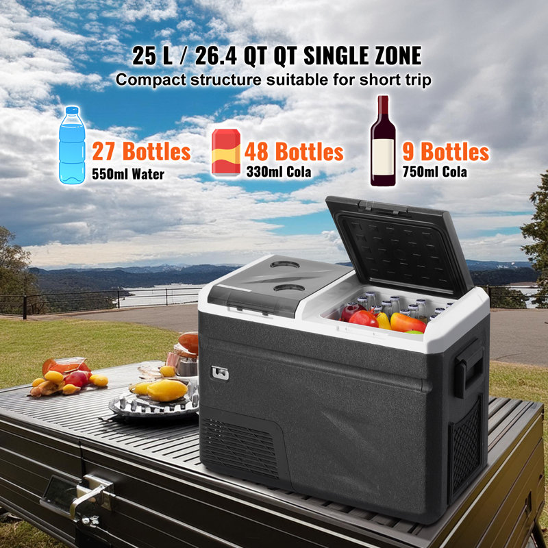 VEVOR 38QT Dual Zone Portable Car Refrigerator Freezer with Ice Maker