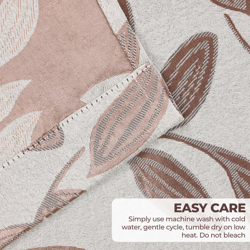  Modern Bohemian Leaves Pattern 100% Polyester Machine Washable Room Darkening Blackout Curtains, 36" W x 84" L, Bronze