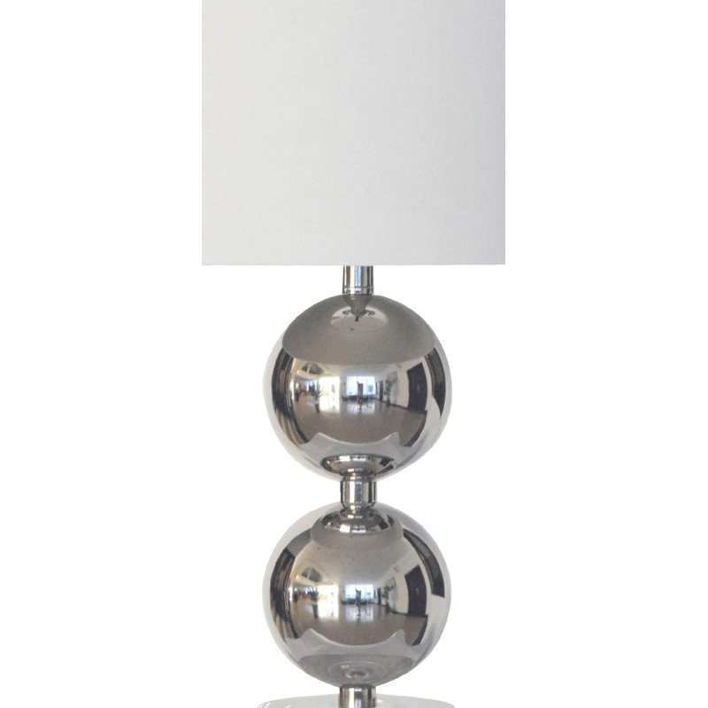 Transitional 1 Light Crystal and Metal Base Table Lamp, Polished Nickel