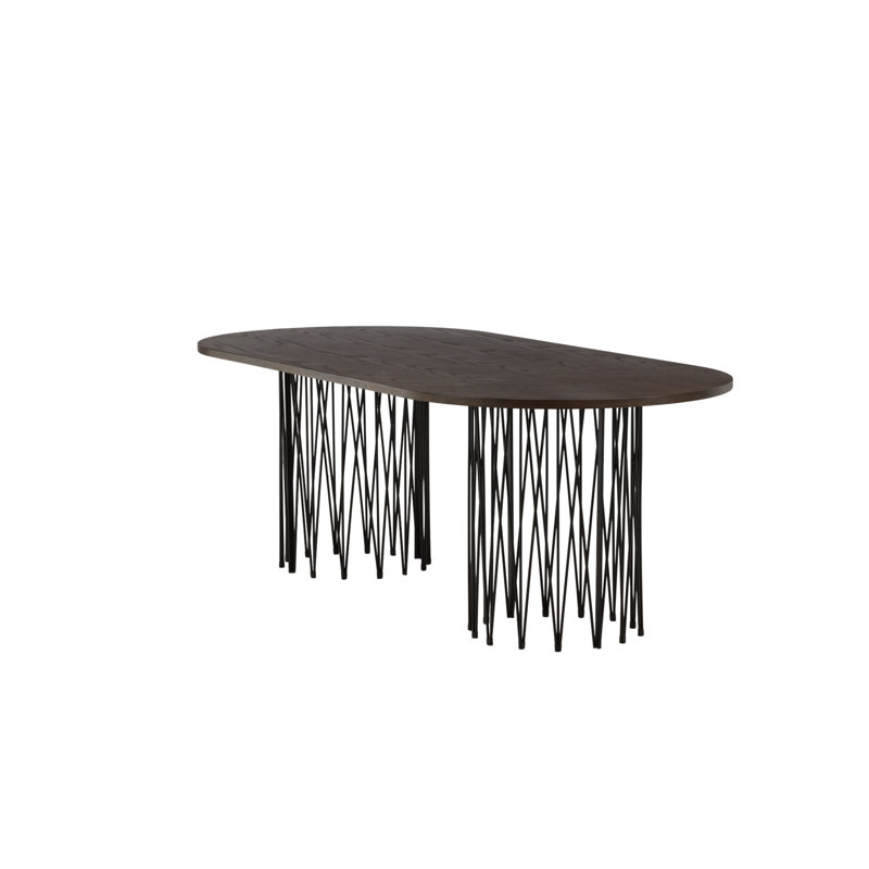 Stone Oval Dining Table - Black / Mocca Veneer
