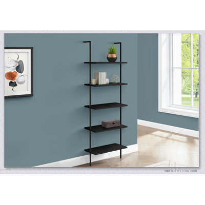Bibliothèque contemporaine à 5 niveaux avec tablettes ouvertes, parfaite pour l'organisation de bureau et de chambre à coucher