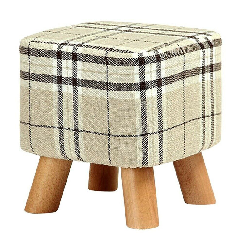 28.5cm Wide Rectangle Plaid Footstool Ottoman