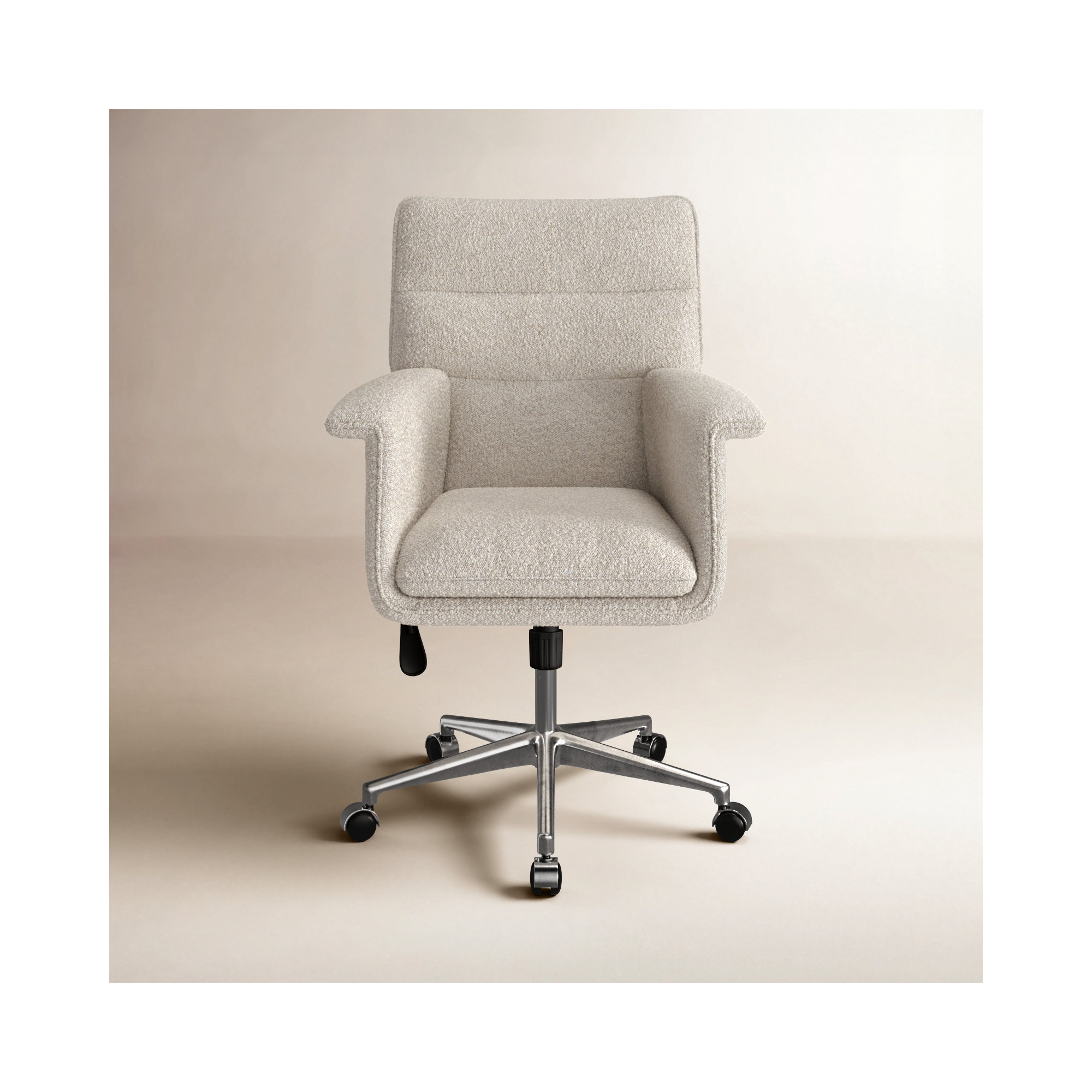 Erie Swivel Office Chair, Cream Boucle